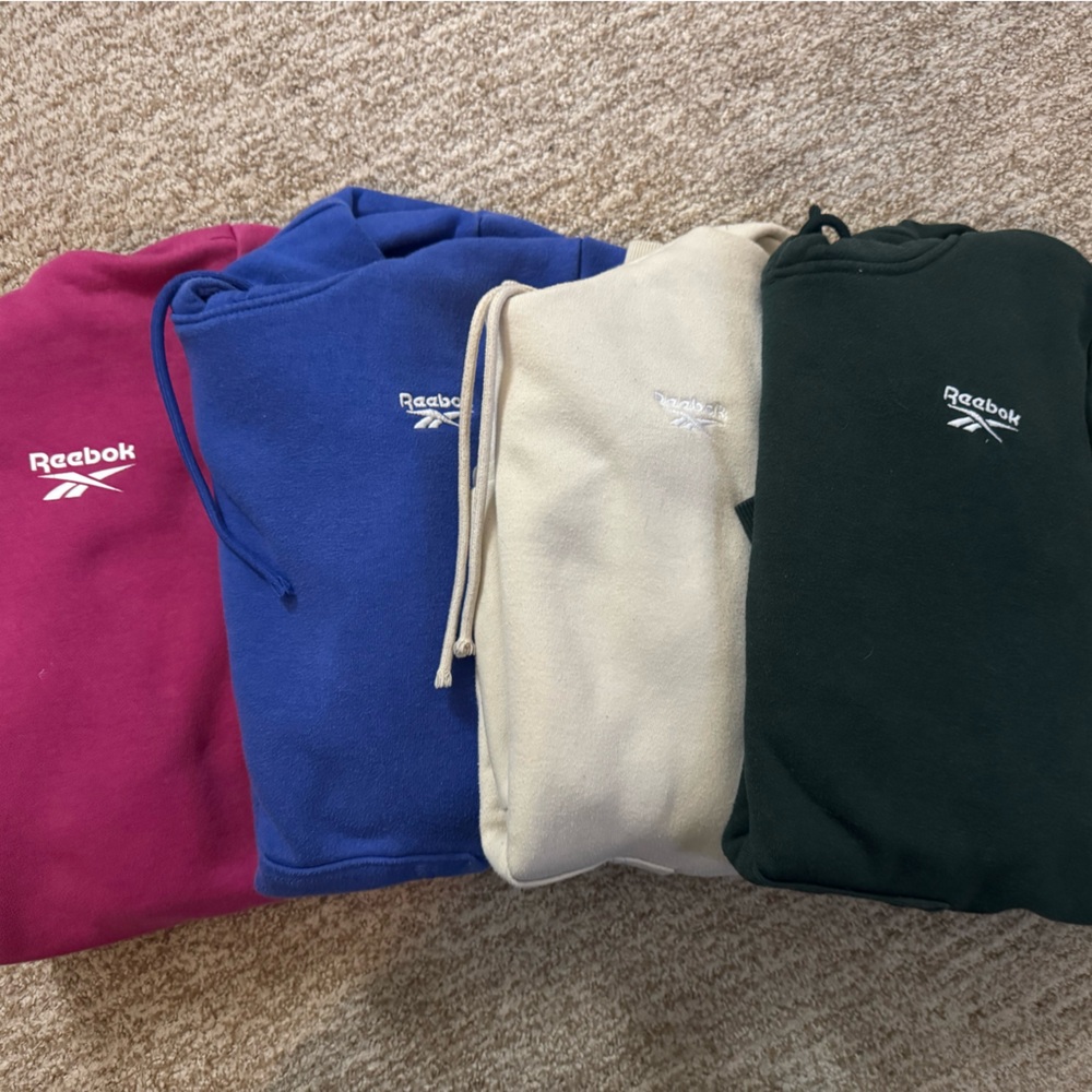 Reebok Sweatshirts - Black, Cream, Blue, and Pink with 1 pair sweatpants